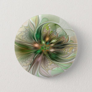 Colourful Fantasy Modern Abstract Fractal Flower 6 Cm Round Badge