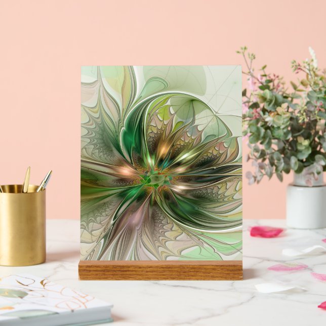 Colourful Fantasy Modern Abstract Fractal Flower Acrylic Sign (Wedding)