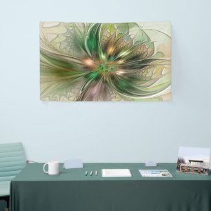 Colourful Fantasy Modern Abstract Fractal Flower Banner