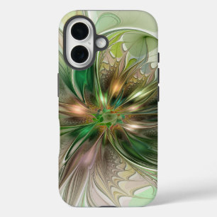 Colourful Fantasy Modern Abstract Fractal Flower iPhone 16 Case