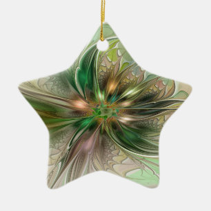 Colourful Fantasy Modern Abstract Fractal Flower Ceramic Tree Decoration