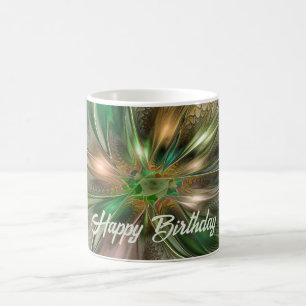 Colourful Fantasy Modern Abstract Fractal Flower Coffee Mug