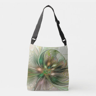 Colourful Fantasy Modern Abstract Fractal Flower Crossbody Bag