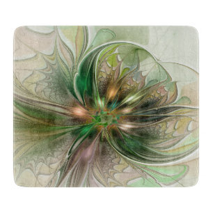 Colourful Fantasy Modern Abstract Fractal Flower Cutting Board