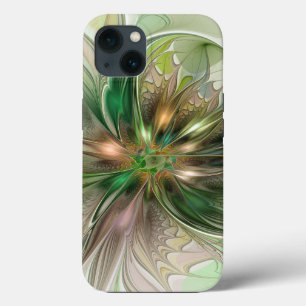 Colourful Fantasy Modern Abstract Fractal Flower iPhone 13 Case