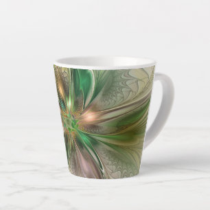 Colourful Fantasy Modern Abstract Fractal Flower Latte Mug