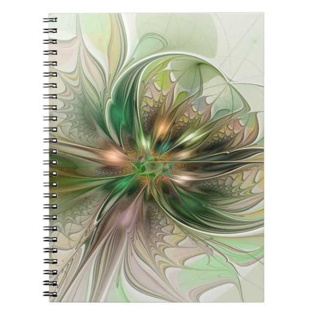 Colourful Fantasy Modern Abstract Fractal Flower Notebook (Front)