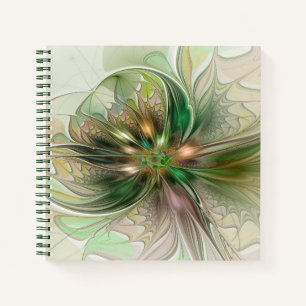 Colourful Fantasy Modern Abstract Fractal Flower Notebook