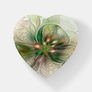 Colourful Fantasy Modern Abstract Fractal Flower Paperweight