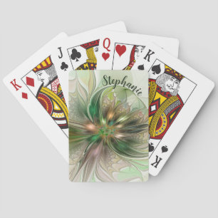 Colourful Fantasy Modern Abstract Fractal Flower  Playing Cards