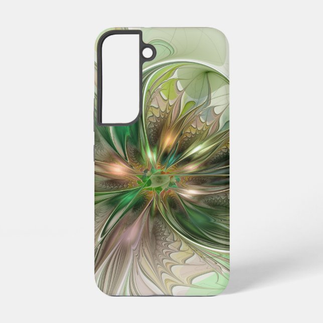 Colourful Fantasy Modern Abstract Fractal Flower Samsung Galaxy S22 Case (Back)