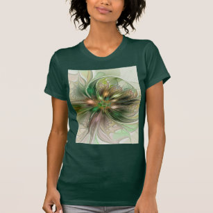 Colourful Fantasy Modern Abstract Fractal Flower T-Shirt