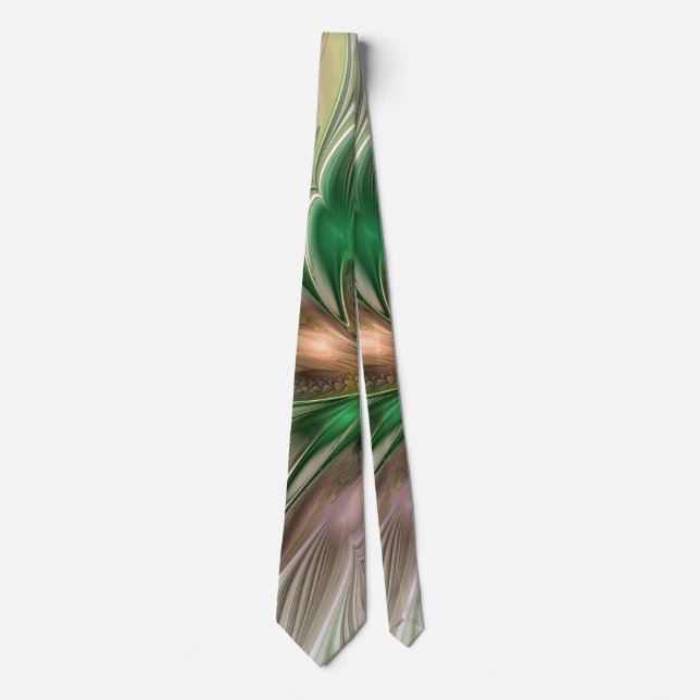 Colourful Fantasy Modern Abstract Fractal Flower Tie (Front)
