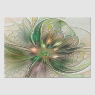 Colourful Fantasy Modern Abstract Fractal Flower Tissue Paper