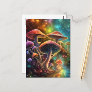 Colourful Fantasy Mushrooms Postcard
