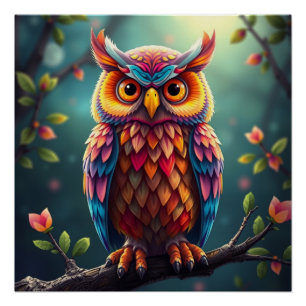 Colourful Fantasy Owl Poster
