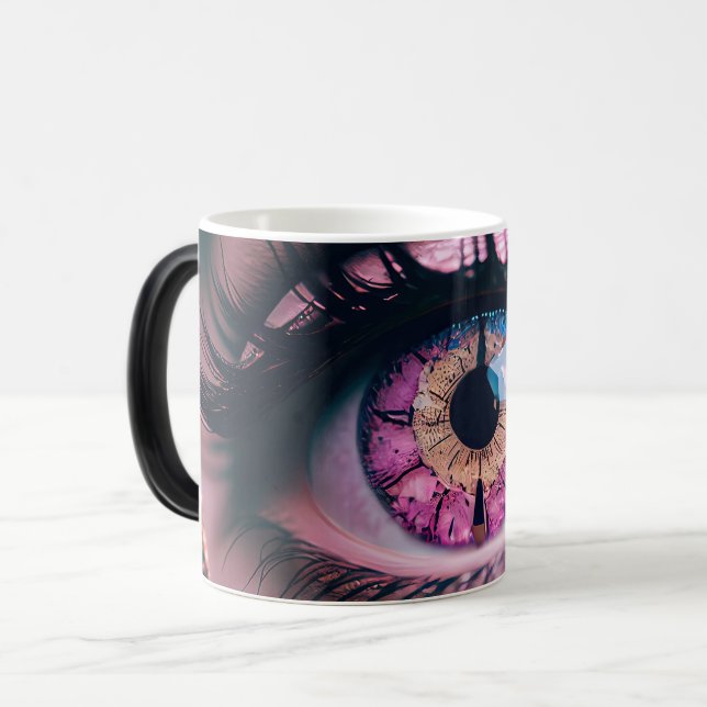 Colourful Fantasy Pink Glitter Eye Closeup Morphin Magic Mug (Front Left)