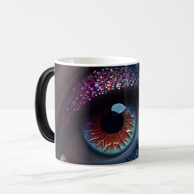 Colourful Fantasy Pretty Glitter Eye Closeup Magic Mug (Front Left)