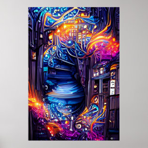 Colourful Fantasy Stairway Poster