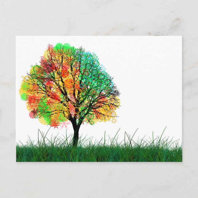 Colourful Fantasy Tree Illustration Postcard (Front)