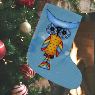 Colourful Fantasy Whimsical Owl Small Christmas Stocking