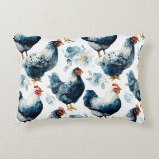 Colourful Farm Rooster And Hens  Decorative Cushion