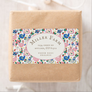 Colourful Farm Vintage Pattern Egg Carton Label