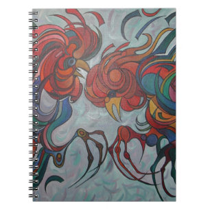 Colourful Farmyard Roosters Spiral Notebook