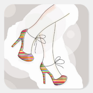 Colourful fashion shoes square sticker