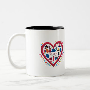 Colourful Father’s Day Heart Design – Perfect Dad Two-Tone Coffee Mug