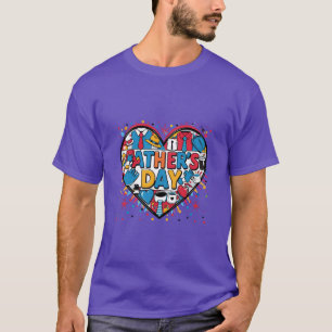 Colourful Father’s Day Heart Design T-Shirt