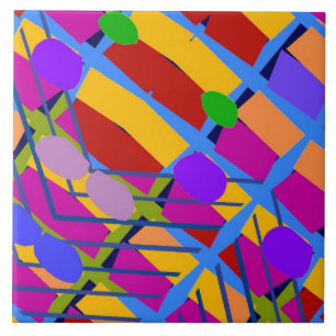 Colourful Fauvist Shapes 8 Tile
