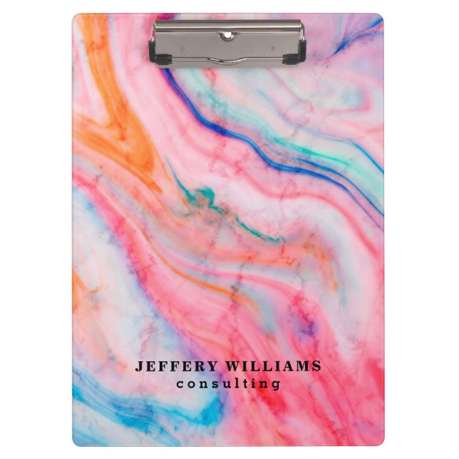 Colourful faux agate stone clipboard (Front)