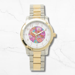 Colourful Faux Embroidered Floral Elegant Womans Watch