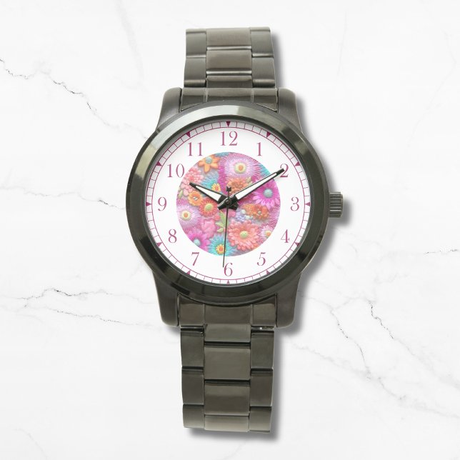 Colourful Faux Embroidered Floral Elegant Womans Watch (Creator Uploaded)