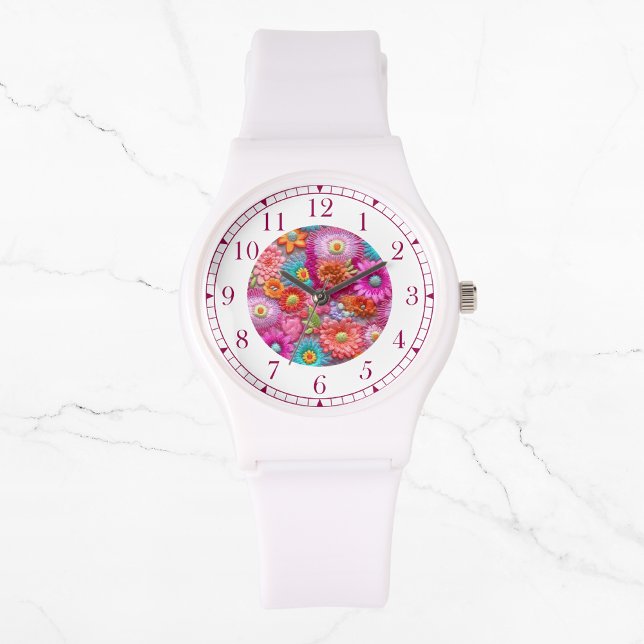 Colourful Faux Embroidered Floral Elegant Womans Watch (Creator Uploaded)