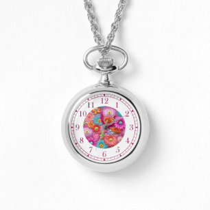 Colourful Faux Embroidered Floral Elegant Womans Watch