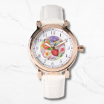 Colourful Faux Embroidered Floral Stylish Womans<br><div class="desc">Colourful Faux Embroidered Floral Stylish Womans Watches features a trendy colourful modern faux embroidery floral in pink,  purple,  orange and red on a pastel green background. Created by Evco Studio www.zazzle.com/store/evcostudio</div>