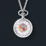 Colourful Faux Embroidered Floral Stylish Womans Watch<br><div class="desc">Colourful Faux Embroidered Floral Stylish Womans Watches features a trendy colourful modern faux embroidery floral in pink,  purple,  orange and red on a pastel green background. Created by Evco Studio www.zazzle.com/store/evcostudio</div>