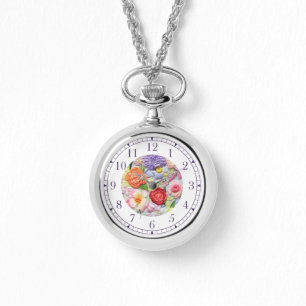 Colourful Faux Embroidered Floral Stylish Womans Watch