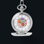Colourful Faux Embroidered Floral Stylish Womans Watch<br><div class="desc">Colourful Faux Embroidered Floral Stylish Womans Watches features a trendy colourful modern faux embroidery floral in pink,  purple,  orange and red on a pastel green background. Created by Evco Studio www.zazzle.com/store/evcostudio</div>