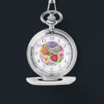 Colourful Faux Embroidered Floral Stylish Womans Watch<br><div class="desc">Colourful Faux Embroidered Floral Stylish Womans Watches features a trendy colourful modern faux embroidery floral in pink,  purple,  orange and red on a pastel green background. Created by Evco Studio www.zazzle.com/store/evcostudio</div>