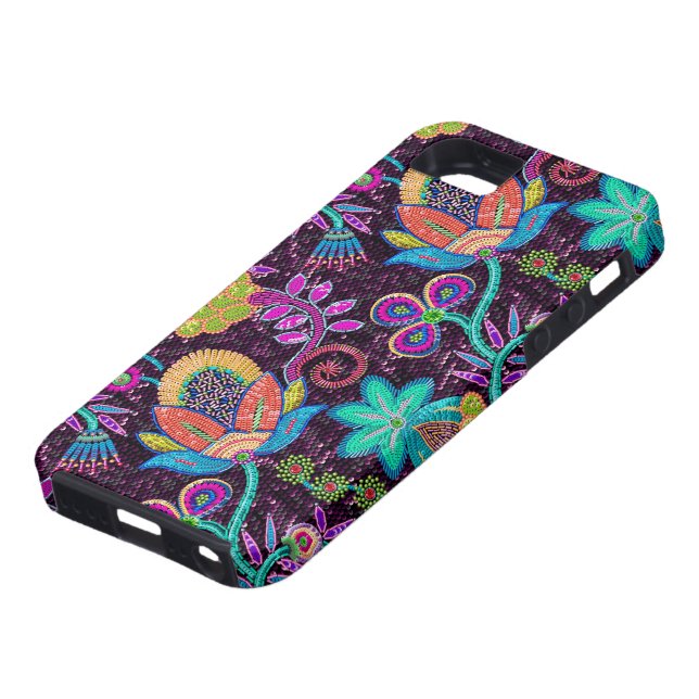 Colourful Faux Glass Beads Exotic Flowers Pattern Case-Mate iPhone Case (Bottom)