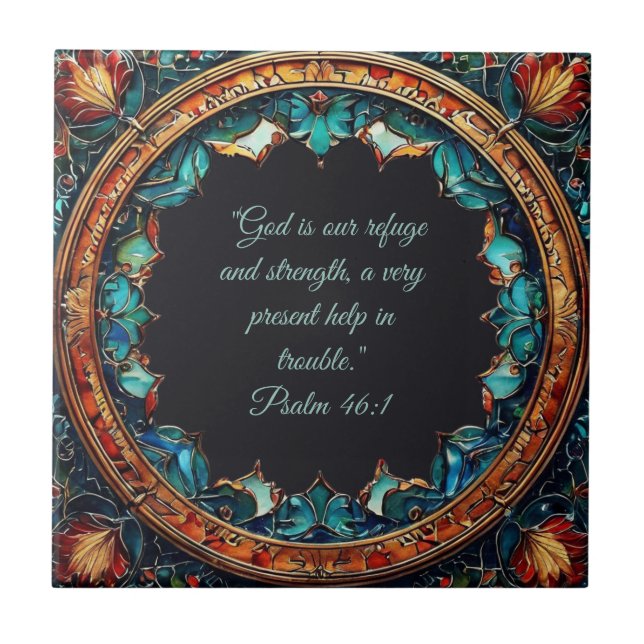 Colourful Faux Glass Customisable Bible Verses  Tile (Front)