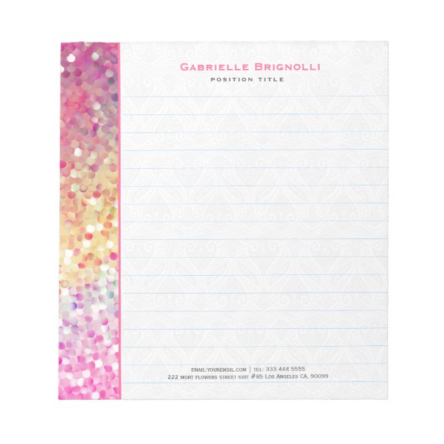 Colourful Faux Glitter And Sparkles 2 Notepad (Front)
