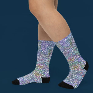 Colourful faux glitter and sparkles pattern socks