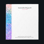 Colourful Faux Glitter And Sparkles Texture Notepad<br><div class="desc">Cool,  colourful faux glitter border with a white background and grey customisable text.</div>