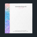 Colourful Faux Glitter And Sparkles Texture Notepad<br><div class="desc">Cool,  colourful faux glitter border with a white background and grey customisable text.</div>