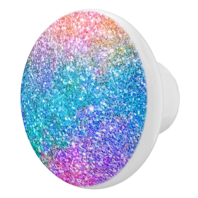 Colourful faux glitter background ceramic knob (Right)