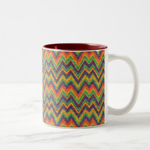 Colourful Faux Glitter Chevron Zigzag Pattern 2 Two-Tone Coffee Mug